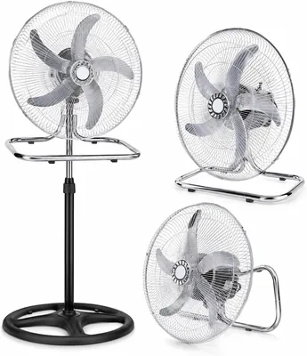 Ventilateur Générique 3 en 1 de sol et de table chromé, oscillant avec socle réglable