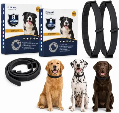 Flea Collar Set 2 Pack Dogs - Adjustable Black Bands Up to 62cm Best Deal