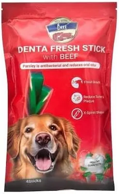 جودة رائعة Denta Fresh Beef Treats للكلاب - نكهة اللحم - 4 عصي | أفضل صفقة