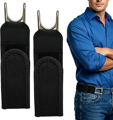 Cinturón Tuzkevla sin Hebilla de 2 Piezas para Hombre y Mujer, Cinturón Elástico Ajustable con Gancho, Cintura Invisible