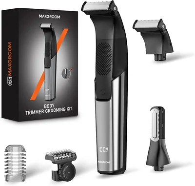 MAXGROOM 2 en 1 Cuchilla para el Cuerpo Hombre, Depilador para Áreas Intimas, Negro | Pantalla LED, Recargable USB-C, IPX6 W Best Deal