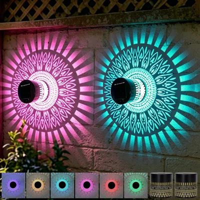 Luces Solares de Pared Mandala, 2 Piezas Lámpara solar de pared con diseño de mandala, Aplique Solar Paredes Exterior, Mejor Oferta