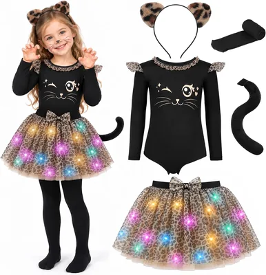 GIFTINBOX Light Up Cheetah Costume Girls Halloween