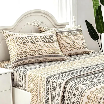 Kit de Hojas de 4 Piezas - Hucha Ajustada para Cama 150 x 190 cm, Hoja Superior 230 x 260 cm y Dos Fundas de Almohada 50 x 75 cm, 100% Poliéster