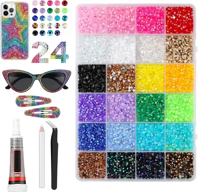 Kit de paillettes rhinestone 24 couleurs avec clip et stylo art ongles pour vêtements, chaussures, nail art, tasses et décoration DIY - Meilleure Offre