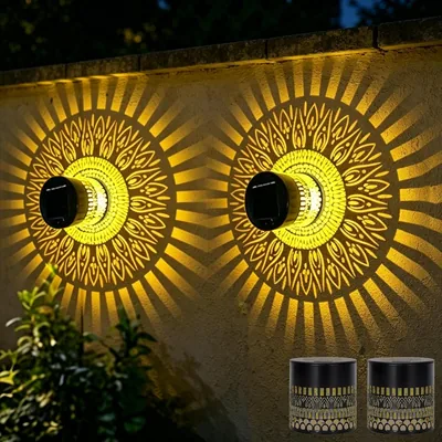 Lanternes Solaires GOUYENG D'extérieur, 2 Pièces Lampe Solaire Exterieur Decorative de Jardin, Appliques Murales Solaires