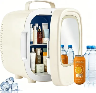 Refrigerador para Skincare 6L, Mini Nevera Portátil con Termoeléctrico Enfría/Calienta, Luces LED con Espejo, Mini Refri