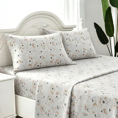  juego de sábanas de 4 piezas - Hojas ajustadas para una cama de 135 x 190 cm, Top Sheet 210 x 260 cm y dos fundas de almohada de 50 x 75 cm, 100% Poliéster. Mejor Oferta
