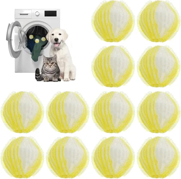 Pelucas de lavadora Pretty 12 Piezas, Capturador de pelo reutilizable para mascotas, Elimina pelo de perro/gato