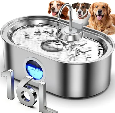 4.2Gal Large Dog Water Fountain Stainless Steel 16L No Spill Best Deal