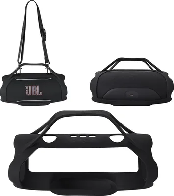 ホウニョル J-BL Xtreme 5用 シリコンカバー 耐衝撃スピーカーケース ハンドル&ショルダーストラップ付き ポータブルキャリーカバー アウトドア&旅行用 (ブラック) ベストプライス