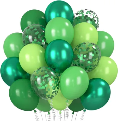 Balloons Grün, Packung mit 30 Heliumballons Dunkelgrün-Hellgrün, Metallicgrünes Konfetti Dschungel Latexballons, 12 Zoll
