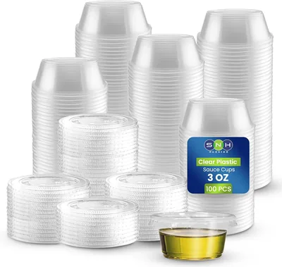 SNH Packing 3 oz Clear Portion Cups with Lids - 100 Pack
