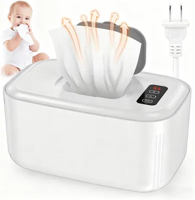 Calentador de Toallitas Húmedas para Bebé con Pantalla LED y 4 Temperaturas - Capacidad para 80-100 Toallitas - 20% de Descuento