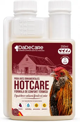 Hotcare Alivio del Estrés por Calor 250ml para Pollas y Pájaros - Alimentación Líquida con Betaina, Electrolitos y Vitamina C para Hidratación Celular