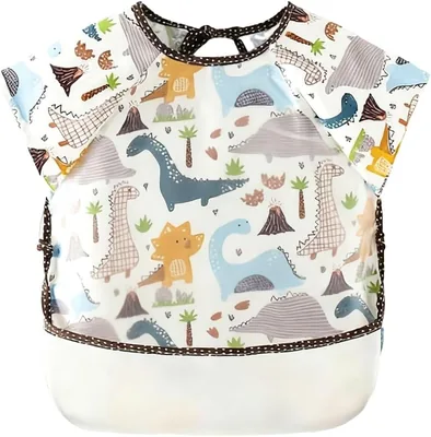 Baby Bib - Waterproof, BPA-Free, Adjustable, Dinosaur Print