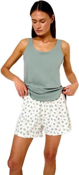 Tramas+ Pijamas de Algodón para Mujer, Conjunto de Tank Top y Shorts con Cintura Ajustable, Impresión de Algodón Corto, Cómodo