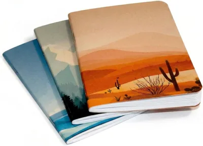 Colección de 3 Libretas de Bolsillo Paisajes 'Naturaleza' - Hojas Blancas - Hechas a Mano - 9.5 x 12.5cm para Notas y Bitácora Best Deal