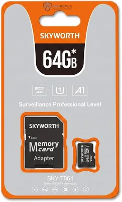 بطاقة ذاكرة Micro SD سعة 64 جيجا للكاميرات اللاسلكية ومراقبة الهواتف المحمولة من Skyworth - مع محول U1 A1 XC