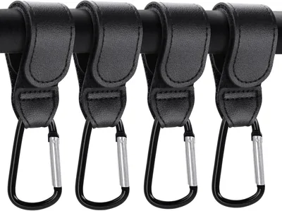 4 Pack Heavy Duty Stroller Hooks - Universal Non-Slip Clips