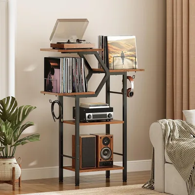 Vinyl Record Player Table with Shelf