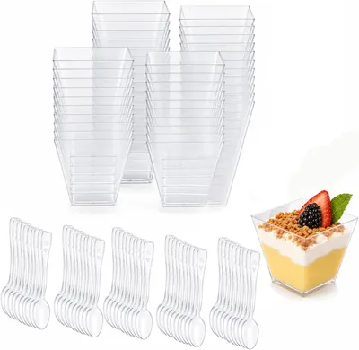 MINGBOLIN Dessertglas Plast Dessertkoppar 50 Stk Återanvändbara 60 ml Transparent, Mini Desserglas Best Deal