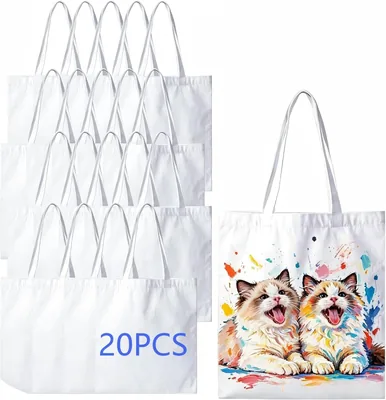 20 Bolsas de Manta Cruda de Algodón Ecológico, 40 x 35 cm, con Asa - Mejor Oferta