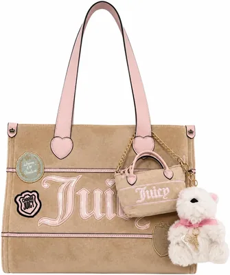Juicy Couture Study In Style Tote Bag with Mini Purse Charm, 14x11 in