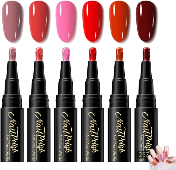 Pen Manucure Gel Polissage Nail 6 Couleurs - Séchage Rapide Sans Lampe UV - Meilleures Affaires