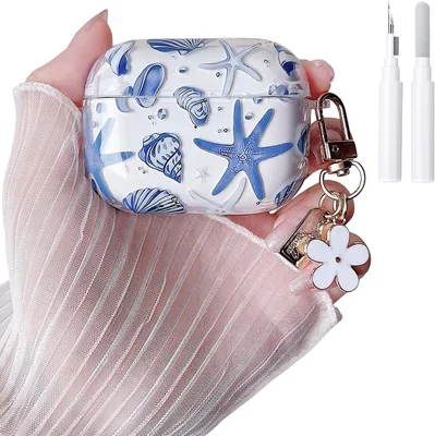 Finyosee AirPods Pro/Pro 2 Case with Cleaner Kit - Cute Seashell Design