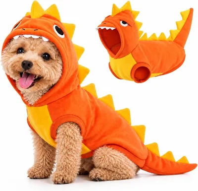 Kuoser Dinosaur Halloween Dog Costume - Warm Fleece Hoodie