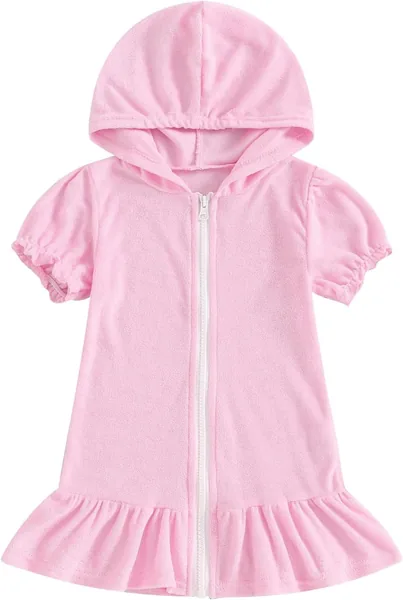 Geagodelia Girls Beach Cover Up Dress - Zip Up Hooded Towel Swimsuit Best Deal