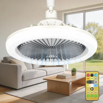 Ventilateur Plafond Silencieux avec Lumière LED 30W, Télécommande Dimmable