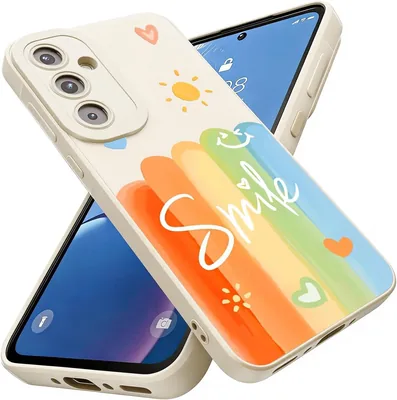Threehao Funda para Samsung Galaxy A57 5G, Silicona Suave con Diseño de Arcoíris, Protección Contra Golpes, Color Blanquecino