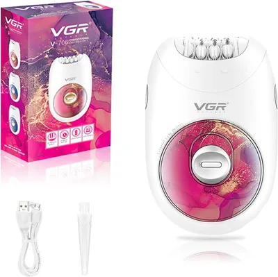 VGR V-706 Depiladora Eléctrica para Mujeres, 18 Pinzas, 2 Velocidades, Rojo | Uso Inalámbrico, Cabezal Desconectable, Luz LED, Eliminación Precisa del Vello