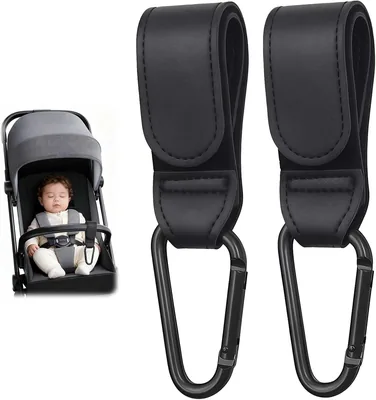 2 Unidades de Ganchos de Piel para Carriola, Soporta 30 Kg, Ideal para Llevar Bolsos y Bolsas de Compras