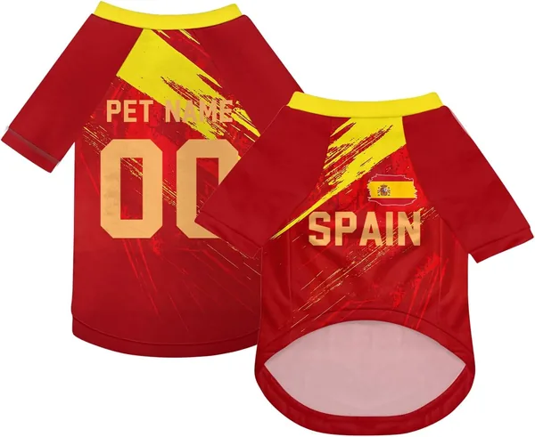 Camiseta Personalizada para Perro - Copa del Mundo 2026 - Camiseta Deportiva con Número, Nombre y Bandera