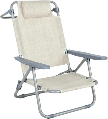 Silla reclinable plegable LORVIK para playa y acampada, con reposacabezas, tejido transpirable y estructura de metal resistente - 59% Descuento