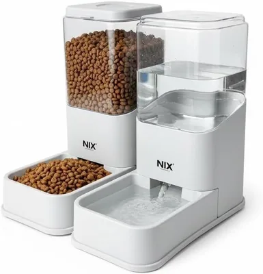 Comedero y bebedero automático para gatos y perros - Set 2 en 1 con dispensador de comida y agua, depósito transparente, desmontable