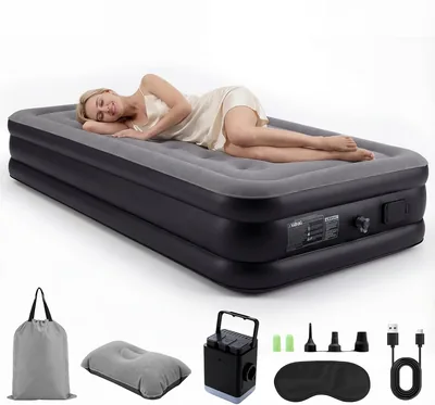 Colchón Inflable HUSEYTA con Bomba de Aire y Luz LED, Impermeable y Plegable