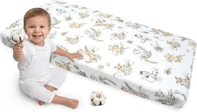 Medi Partners Prześcieradło z gumką safari dla niemowląt 70x140cm, 100% bawełna - Najlepsza cena