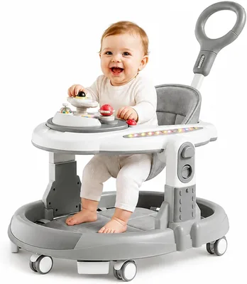 Andadera para Bebé 4 en 1 con Altura Ajustable - Apto para Bebés de 6 a 36 Meses - Plegable con Barra de Empuje - Mejor Oferta