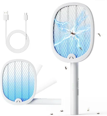 YISSVIC Racchetta Zanzare Elettrica Pieghevole 3 in 1, 4000V per Insetti con Lampada a LED Attira-Zanzare, Ricarica USB, Batteria Integrata - Best Deal