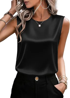 Zeagoo Satin Tank Tops Sleeveless Blouses