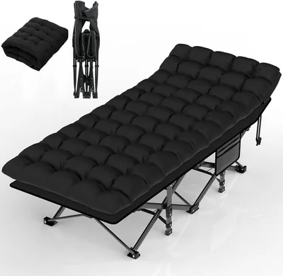 Camas plegables para acampar de 190x67 cm para adultos - Con colchón grueso y soporte hasta 300 kg - Mejor Oferta