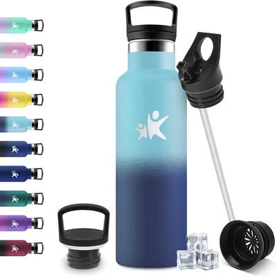 JAPORIA 500ml Bouteille d'eau Isolée avec Paille, Double Paroi, Sans Fuite, Bouteille Réutilisable, Sans BPA, pour Enfants, Adulte - Meilleur Prix