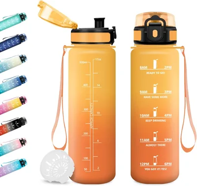 JAPORIA 500ml Bottiglia d'Acqua con Filtro, Riutilizzabile, con Segnalatori di Tempo per Scuola e Ufficio - Best Deal
