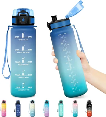 JAPORIA 500 ml Bouteille d'eau avec Filtre, Marqueur de Temps, Étanche et Réutilisable, Bouteille graduée pour le Cyclisme