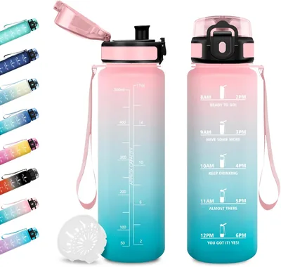 Motiva Sportflasche 500 ml, verschlusssicher, mit Zeitmarkierung und Filter, BPA-frei, geeignet für Kohlensäuregetränke - Best Deal
