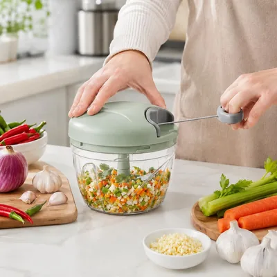 Picador manual de alimentos con cordón de tracción, mini picador de verduras de mano para ajo, cebolla, nueces, hierbas y ens - Best Deal